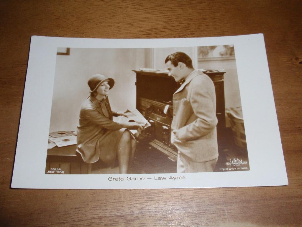 Greta Garbo Lew Ayres Acteur Actrice Artiest, Verzamelen, Verzenden, 1920 tot 1940, Ongelopen, Sterren en Beroemdheden
