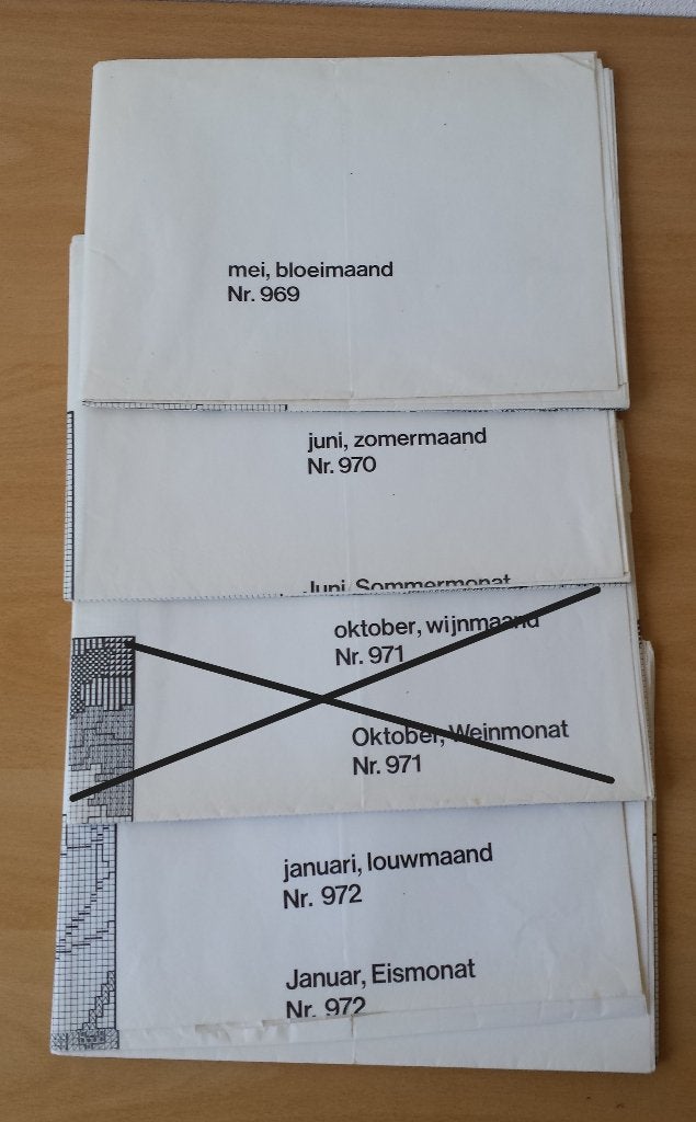 3 Rie Cramer Patronen - diverse maanden - 1975, Patroon, Ophalen of Verzenden, Zo goed als nieuw, Handborduren