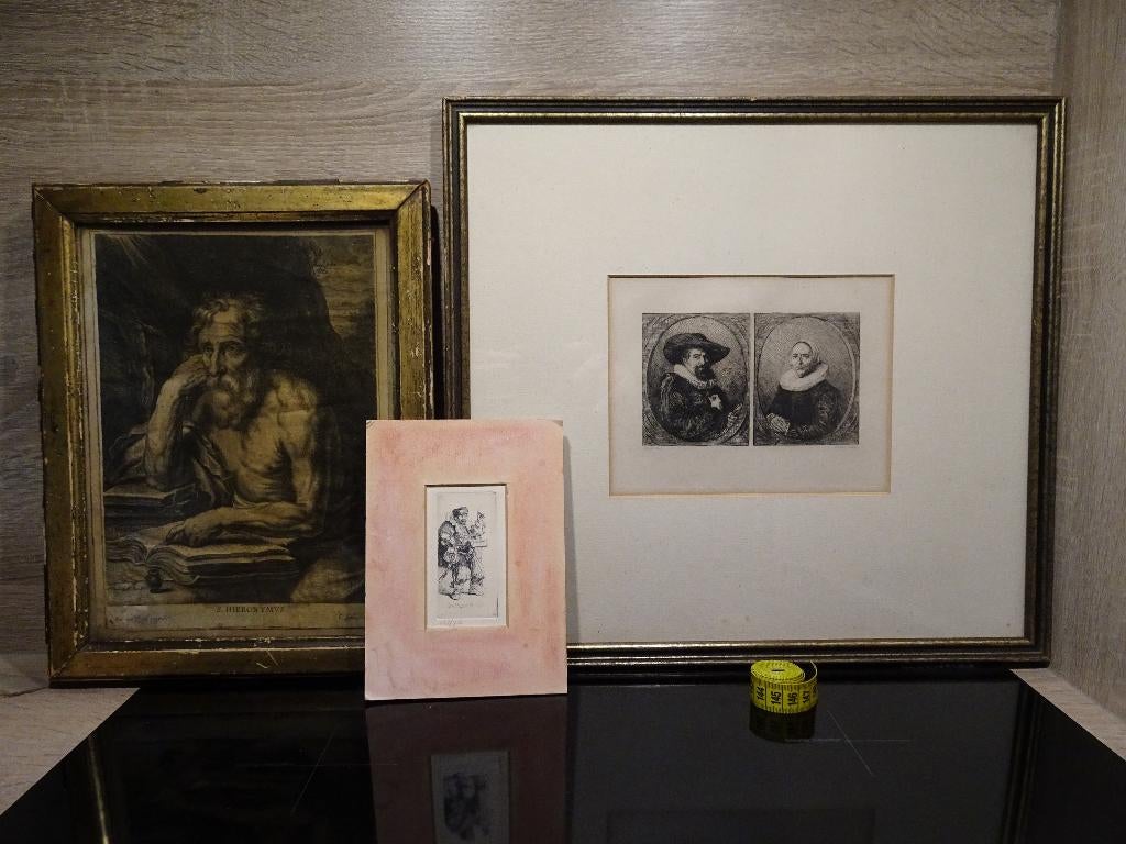 Rembrandt ets en Frans Hals, van Dyck in 17e eeuwse stijl, Antiek en Kunst, Ophalen of Verzenden