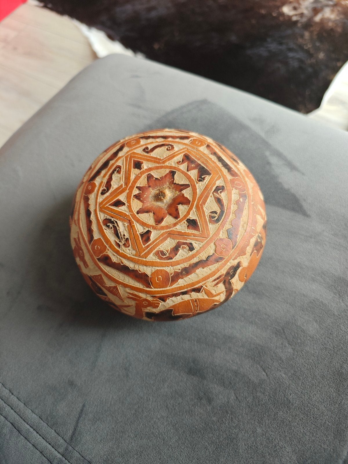 Decoratieve Kalebas Snijwerk met Sterpatroon, Antiek en Kunst, Ophalen of Verzenden