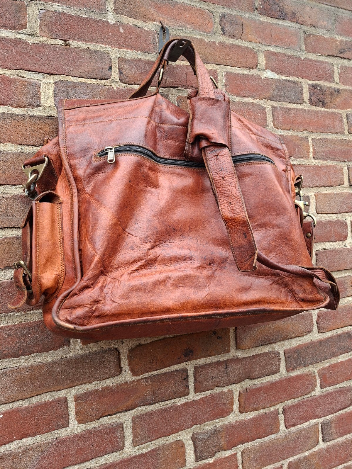 mooie leren vintage laptop/werktas, Ophalen, 40 tot 60 cm, Gebruikt, Bruin