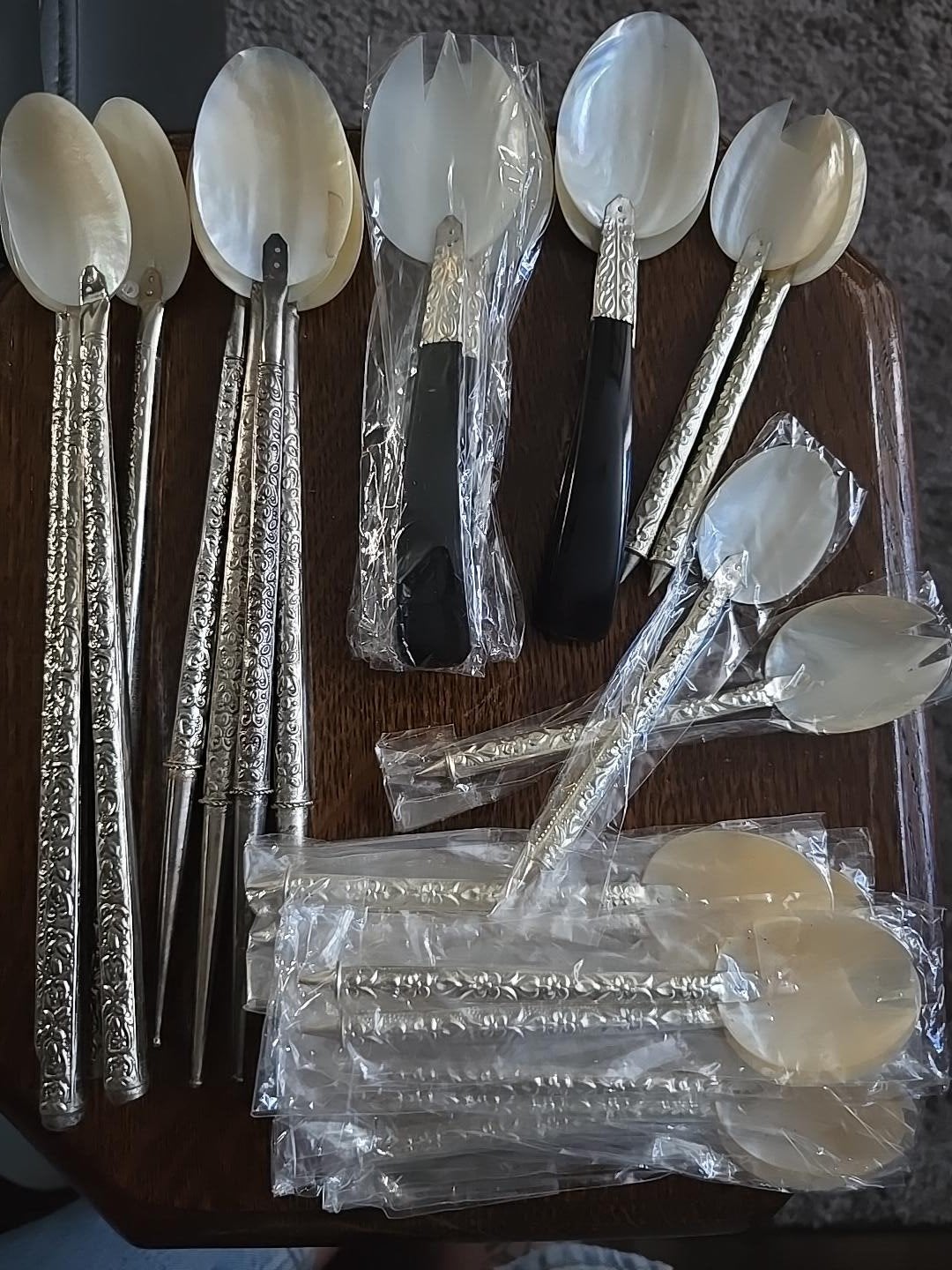 Bijzondere collectie parelmoer serveerbestek – diverse model, Ophalen of Verzenden