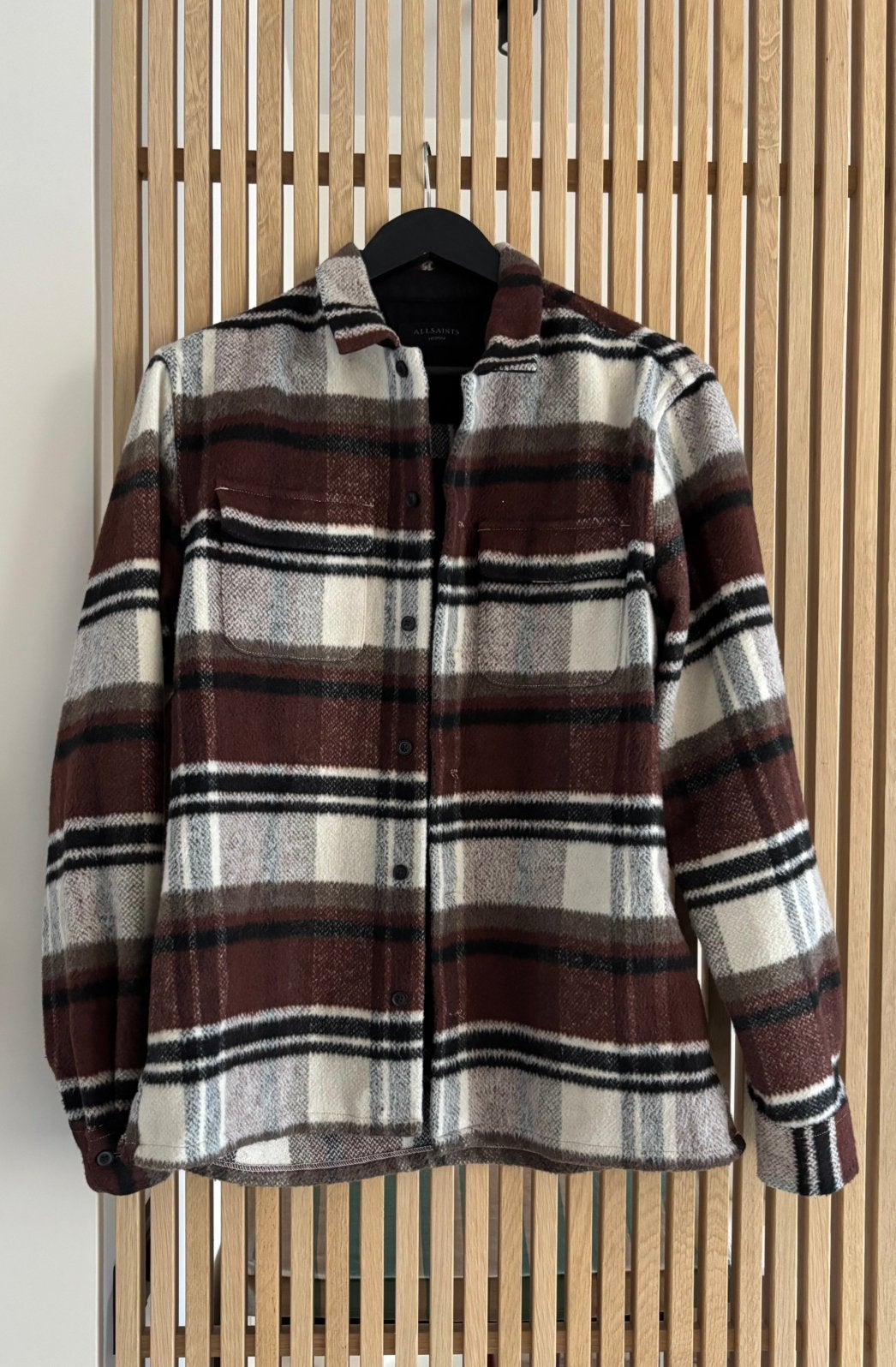 AllSaints wollen jas/overhemd - Bruine herfsttinten, Ophalen of Verzenden, Zo goed als nieuw, Maat 48/50 (M), Bruin