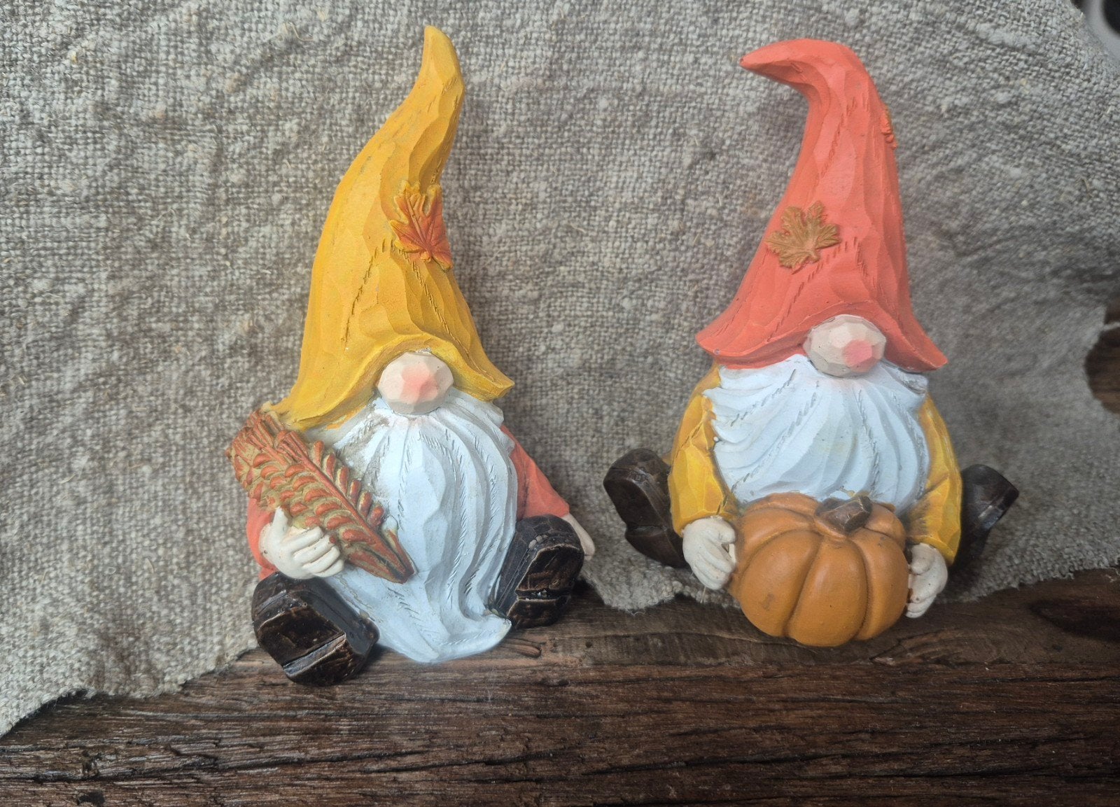 Set van 2 decoratieve kabouters met witte baard, Ophalen of Verzenden, Nieuw, Meerkleurig, Natuurlijk materiaal
