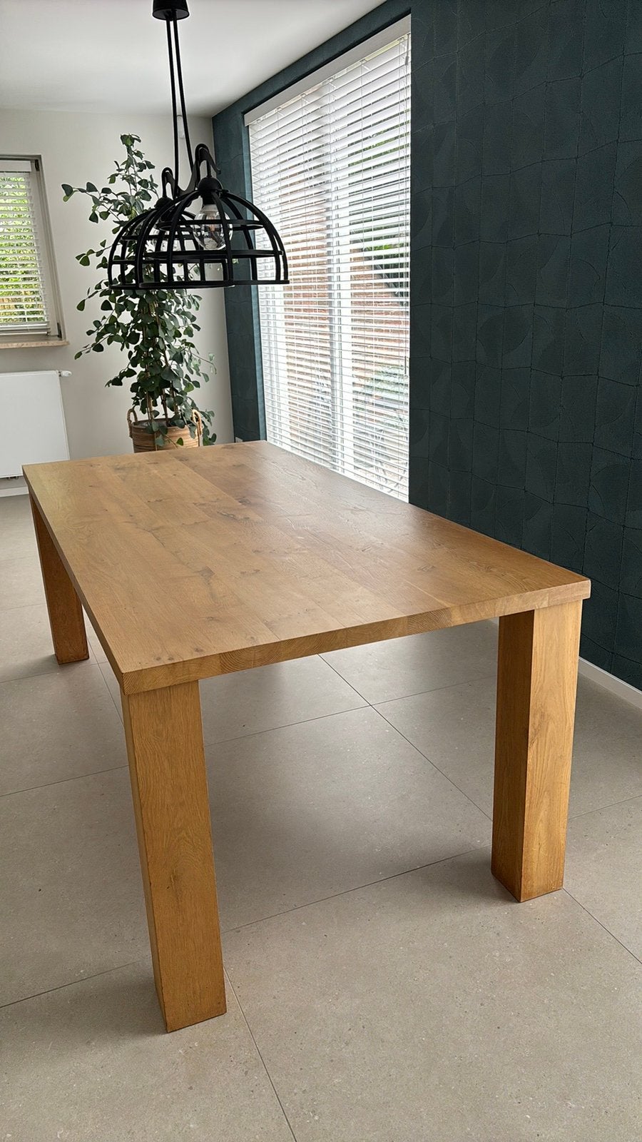Eikentafel massief 200cm bij 96, Huis en Inrichting, Ophalen, Eikenhout, 200 cm of meer, 50 tot 100 cm