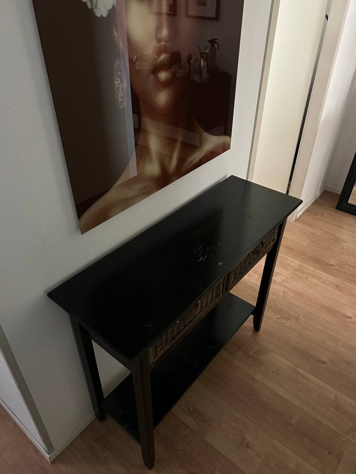 Zwarte bijzettafel, Huis en Inrichting, Tafels | Sidetables, Ophalen, Gebruikt, 50 tot 100 cm, 25 tot 50 cm