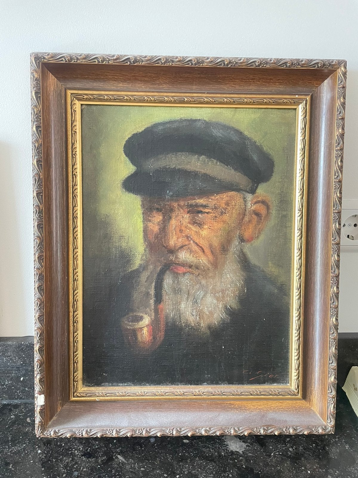 Schilderij met oude zeeman, Ophalen of Verzenden