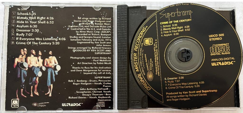 SUPERTRAMP - CRIME OF THE CENTURY / MFSL 24 K.GOLD JAPAN-CD, Ophalen, 1980 - 1989, Zo goed als nieuw