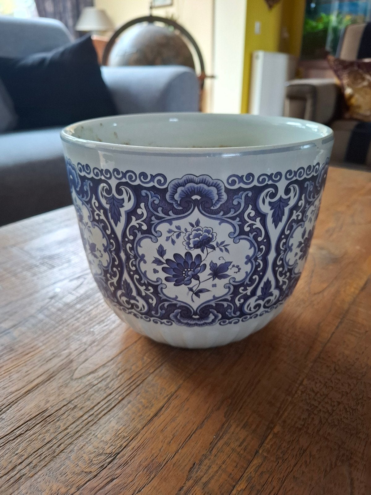 Frankton Delfts Blauwe Bloempot - Tegelen Holland, Rond, Binnen, Ophalen of Verzenden, Zo goed als nieuw
