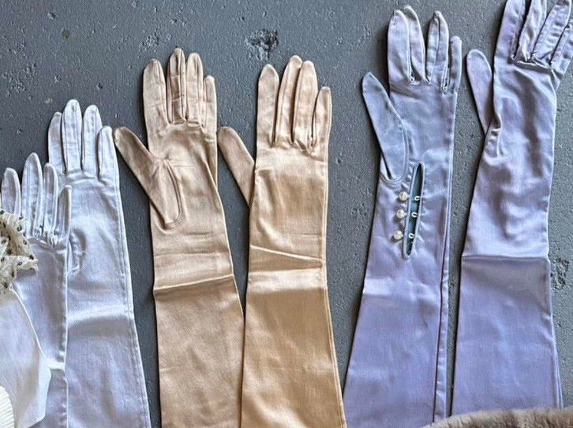 Vintage burlesque gala handschoenen gloves drag queen, Ophalen, Gedragen