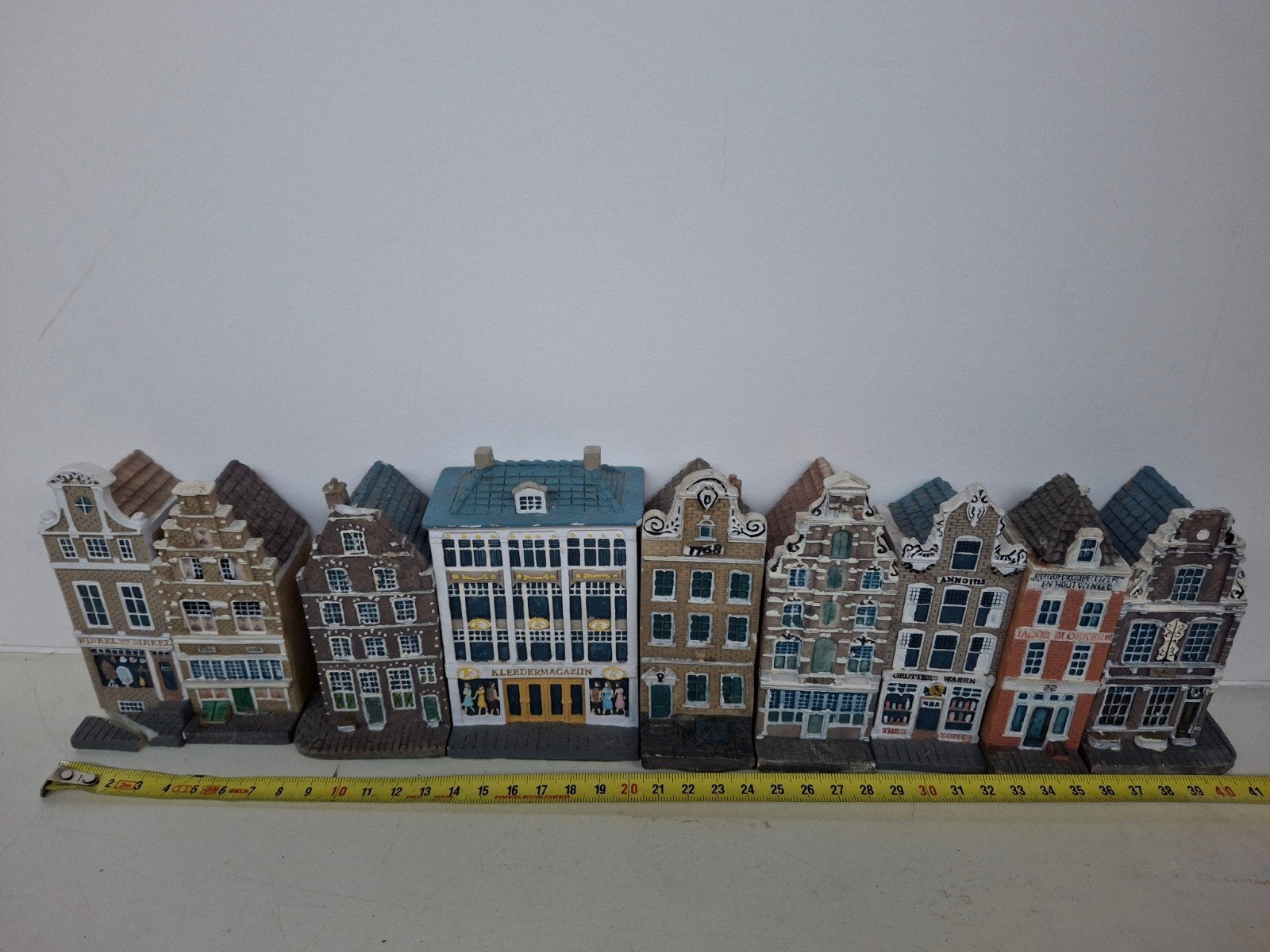 Set van 9 miniatuur grachtenpandjes - Decoratie, Gebruikt, Onbekend, Ophalen of Verzenden, Onbekend