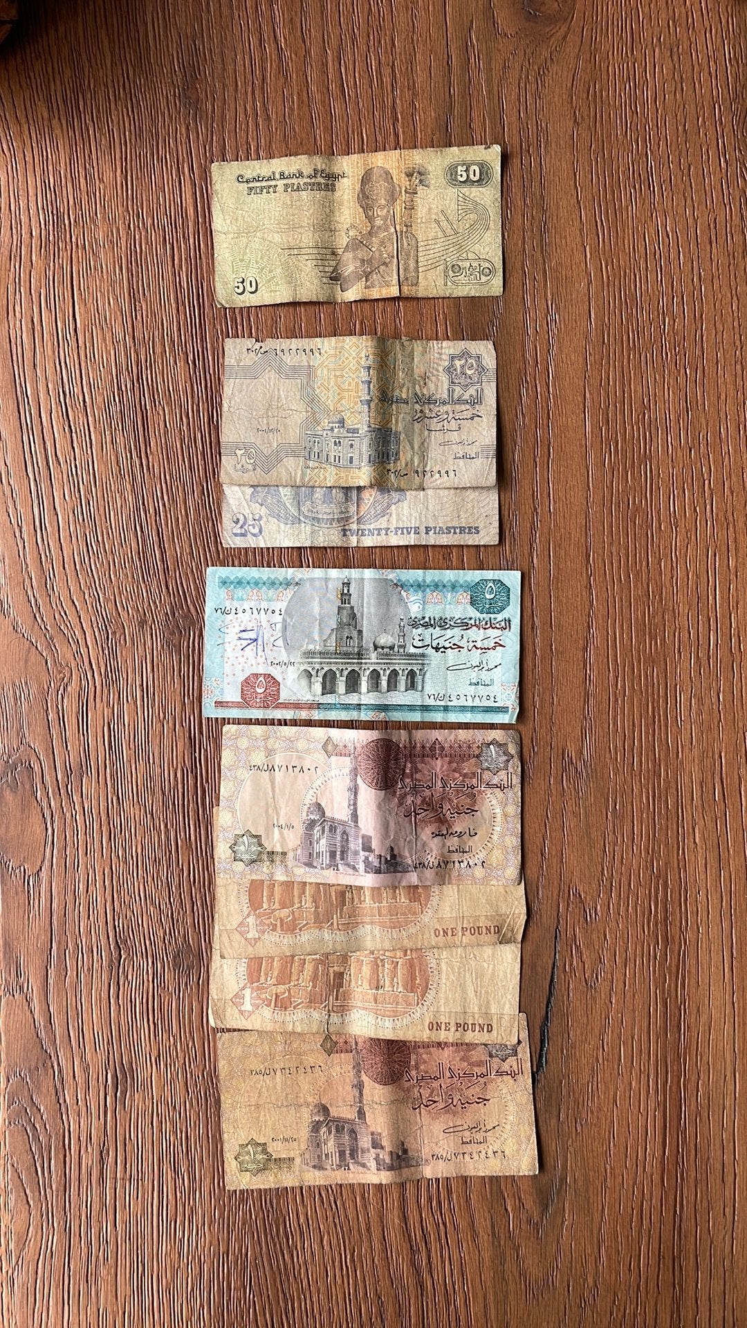 Egyptische bankbiljetten: 1x 5 Pond, 3x 1 Pond, Ophalen of Verzenden, Midden-Oosten, Setje