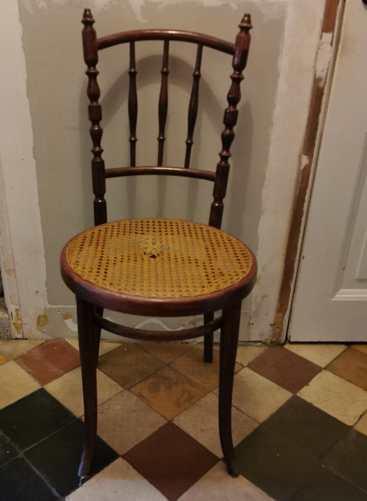 2 authentieke Thonet - Austria bentwood webbing stoelen, Ophalen of Verzenden