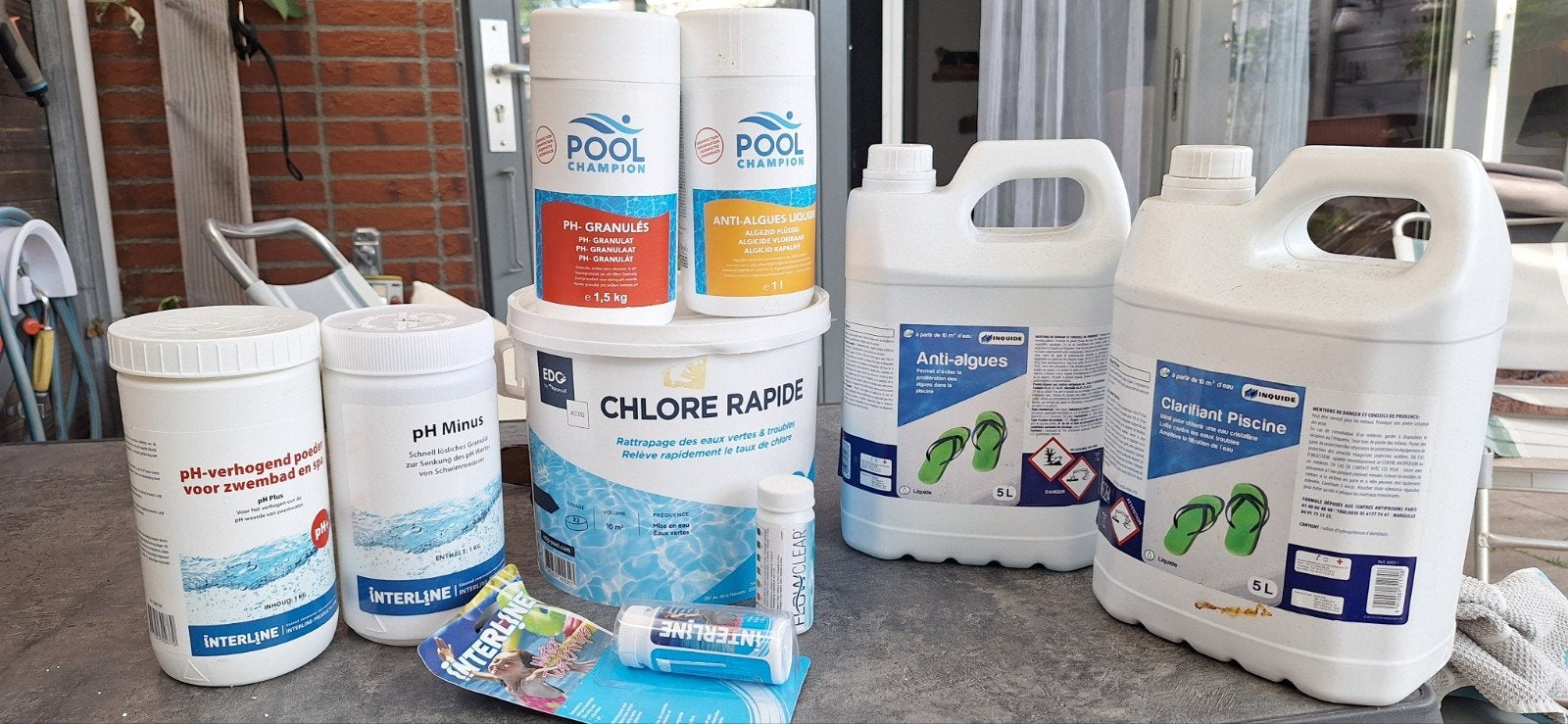 Zwembad chemicaliën: pH, chloor, anti-alg en clarifier, Tuin en Terras, Zwembad-toebehoren, Ophalen, Zo goed als nieuw, Reinigingsmiddel
