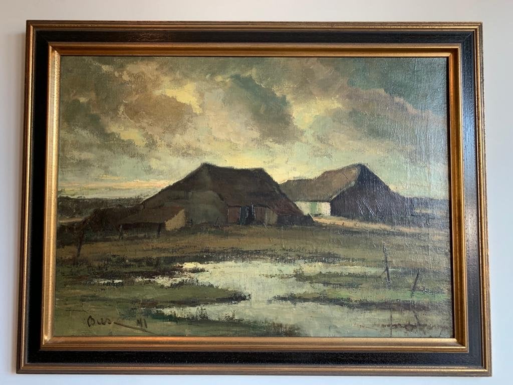 Schilderij Marinus Bies - Peellandschap, Ophalen, Doek, Gesigneerd, Landschap