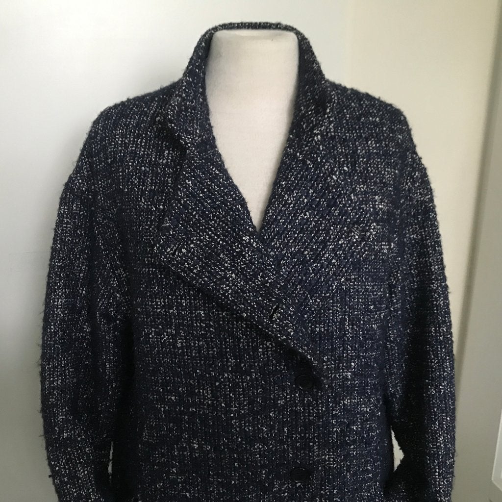 Hartford jas blauw wit tweed  maat 2 wol mix, Kleding | Dames, Verzenden, Zo goed als nieuw, Meerkleurig
