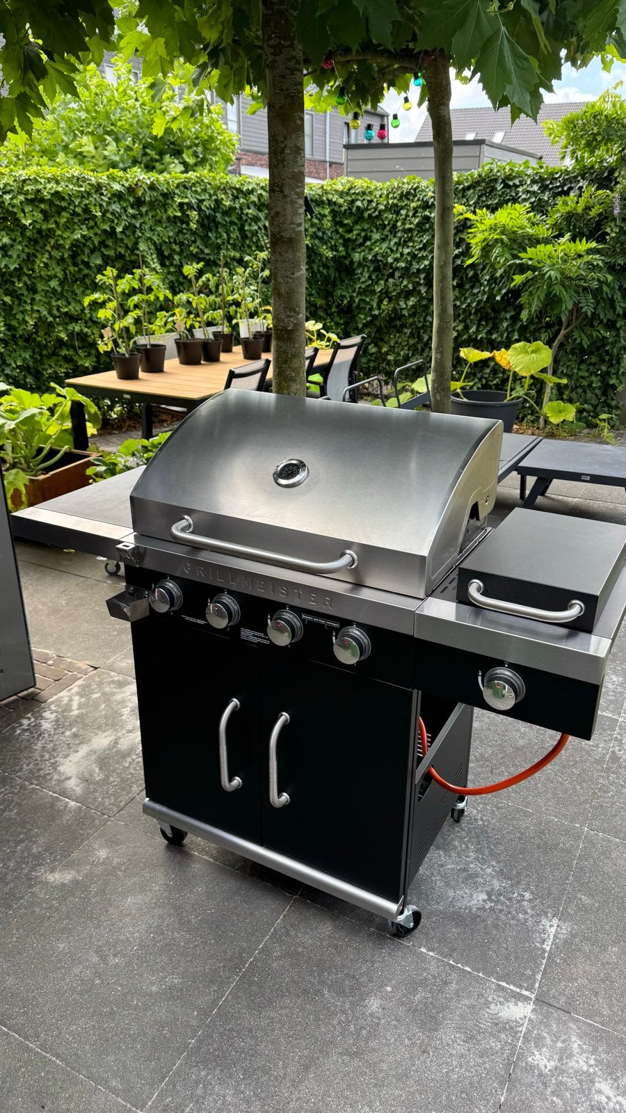 Grillmeister Gasbarbecue met 4 branders en turbobrander, Ophalen, Gebruikt