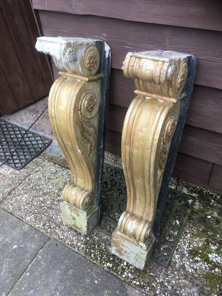 betonnen pilaren schoorsteen mantel sokkel console (2 stuks), Ophalen