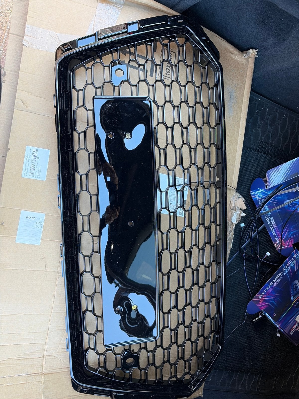 Audi RS6 RS4 b9 C8 Grille Zwart Glans met Logo Houder, Voor, Nieuw, Bumper, Audi