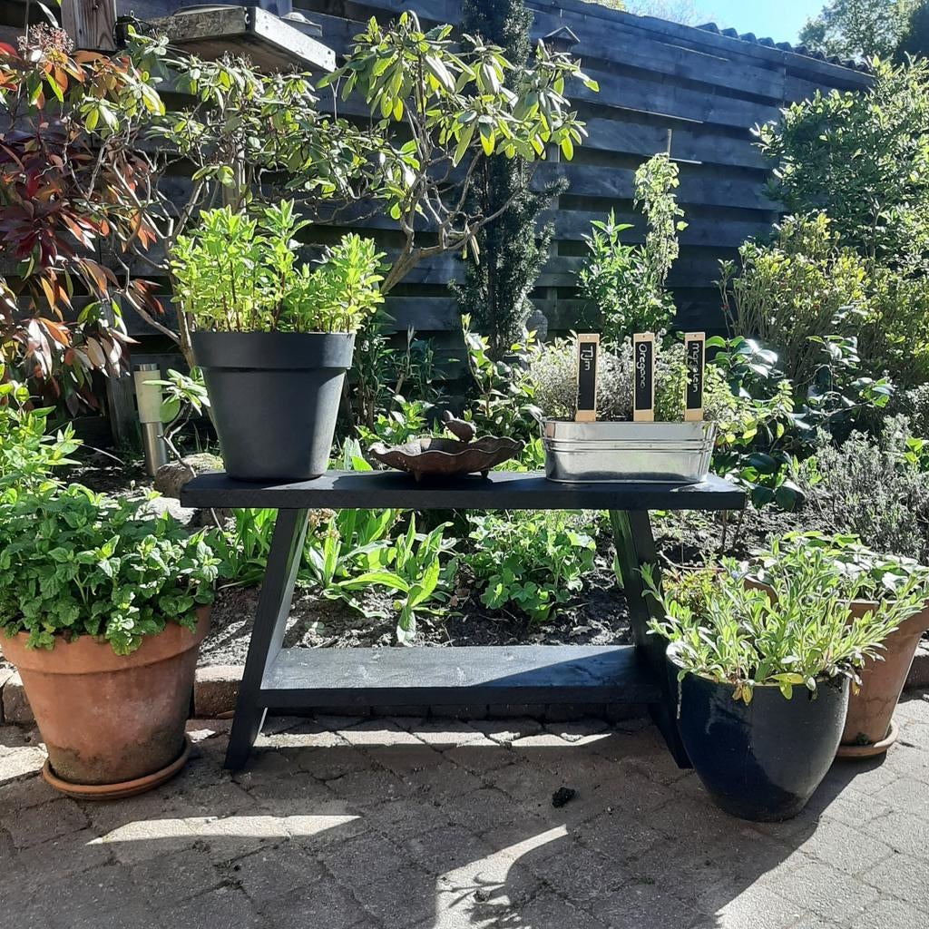 ⭐ Tuinbankje steigerhout zwart, Ophalen, Nieuw, Hout
