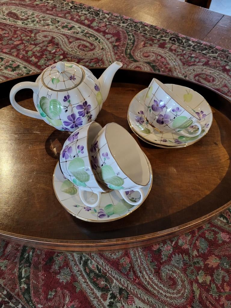 Russisch handgedecoreerd theeservies - Imperial Porcelain, Ophalen, Nieuw, Overige stijlen, Kop(pen) en/of Schotel(s)