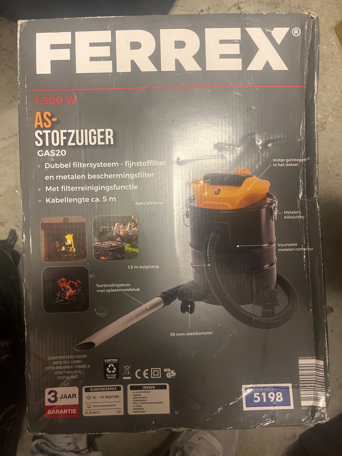 Ferrex AS-Stofzuiger 1300W - Dubbel filtersysteem, Nieuw, Ophalen of Verzenden, Industriële stofzuiger, Reservoir