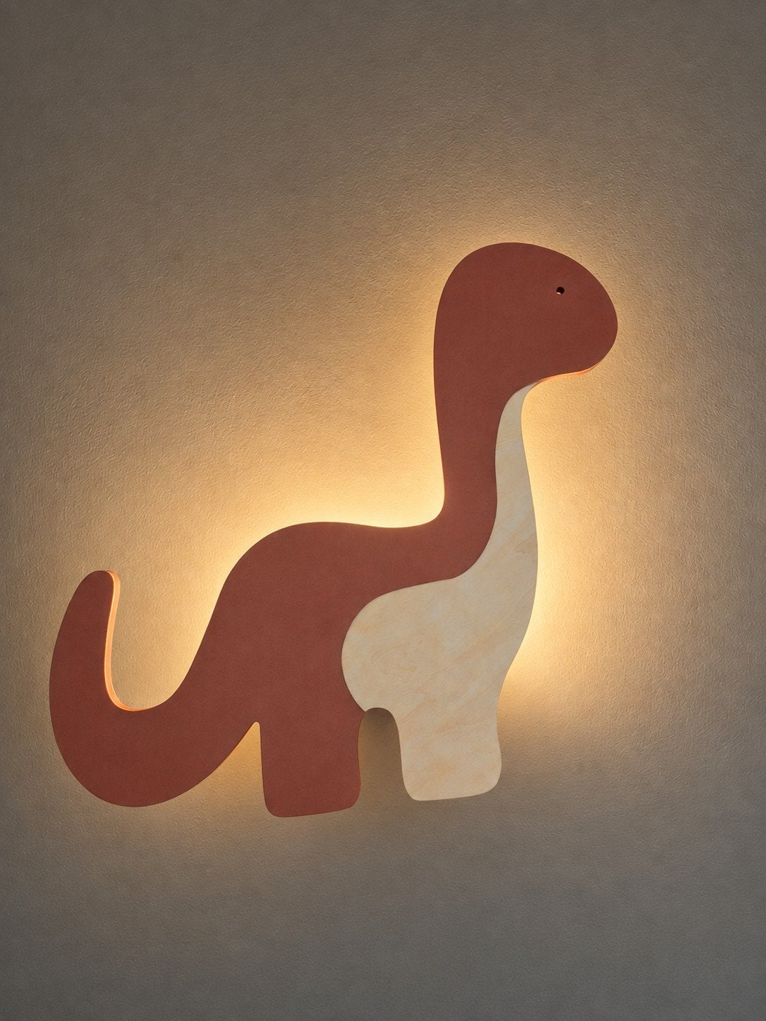 Dino wandlamp van hout, Beige, Nieuw, Ophalen of Verzenden, Handgemaakt