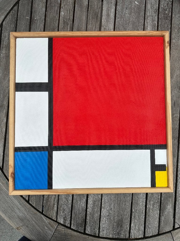 Handgeschilderde reproductie Mondriaan – Comp. II incl.lijst, Antiek en Kunst, Ophalen