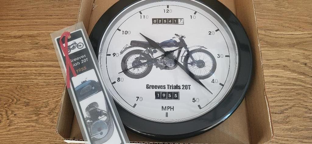 Klok en boekenlegger met Greeves motor afbeelding, Ophalen, Nieuw, Motoren