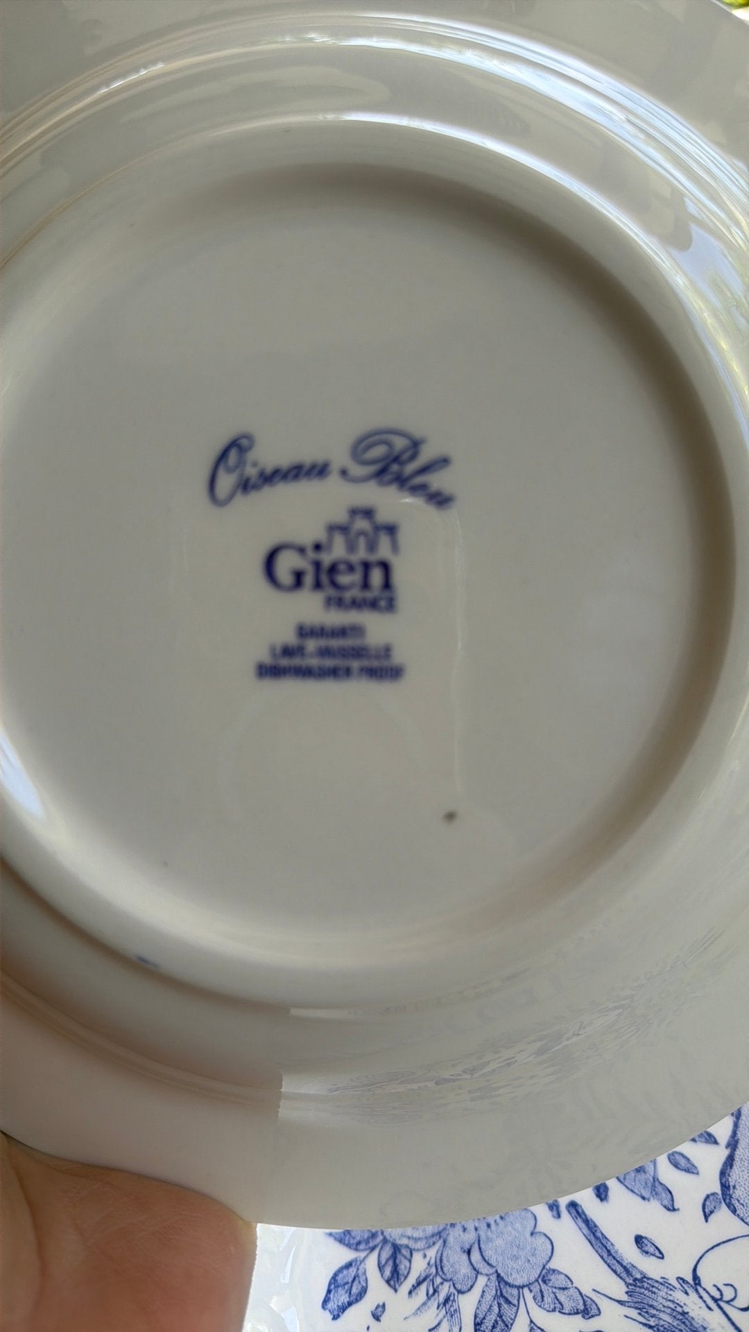 Gien OISEAU BLEU diepe borden, Huis en Inrichting, Keuken | Servies, Ophalen of Verzenden, Zo goed als nieuw, Bord(en), Overige stijlen