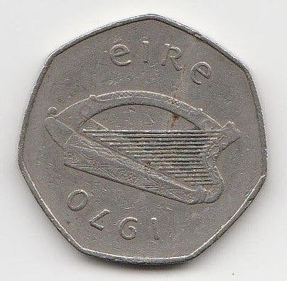 De Ierse 50p-munt uit 1970, Ophalen of Verzenden, Overige landen, Losse munt
