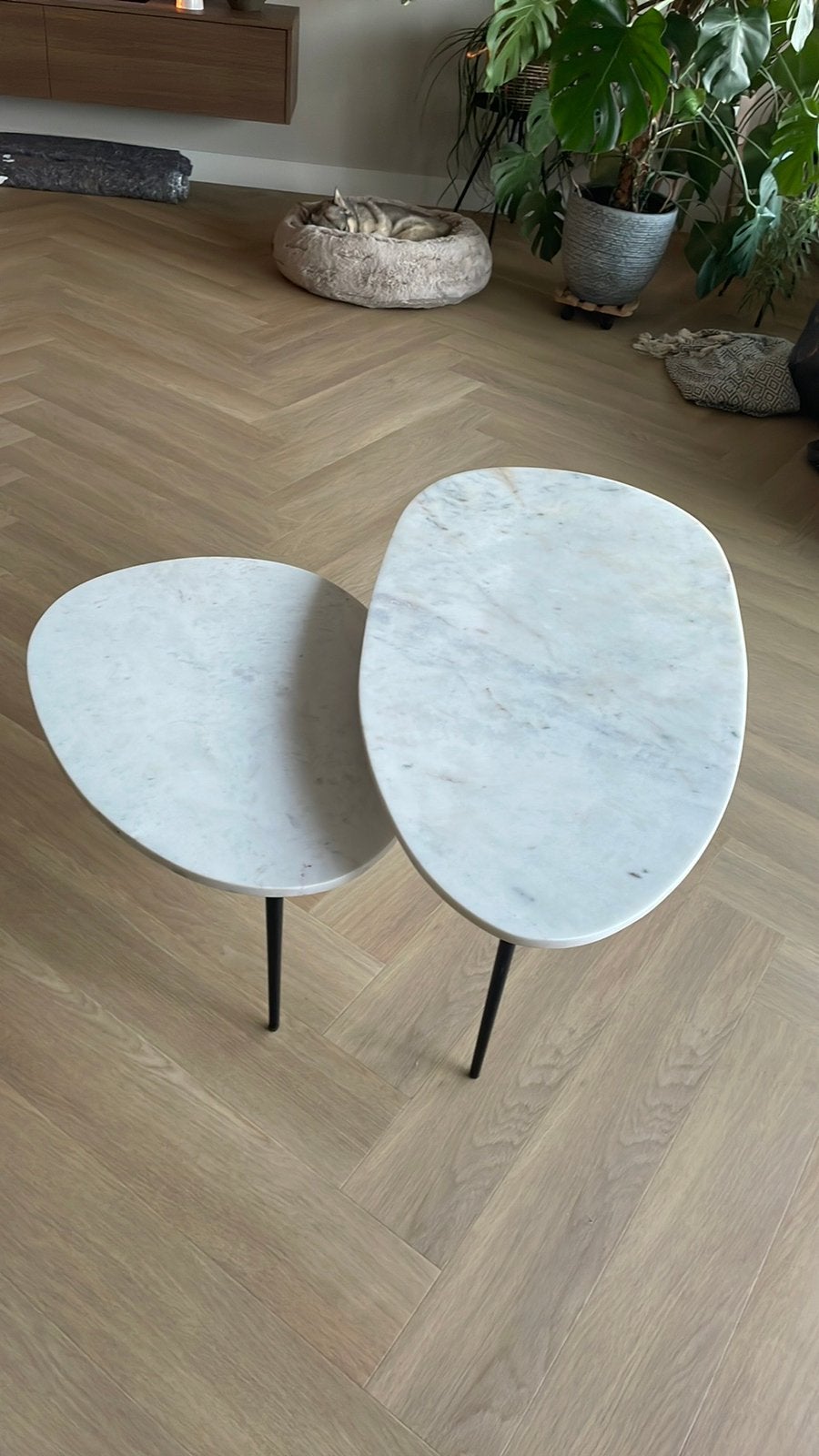 Salontafel marmer, Ophalen, Rond, Zo goed als nieuw, 75 cm of meer