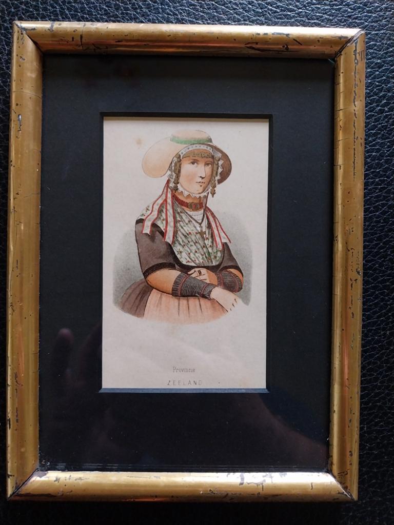 Antieke prent 'Provincie Zeeland' in lijst, Ophalen of Verzenden
