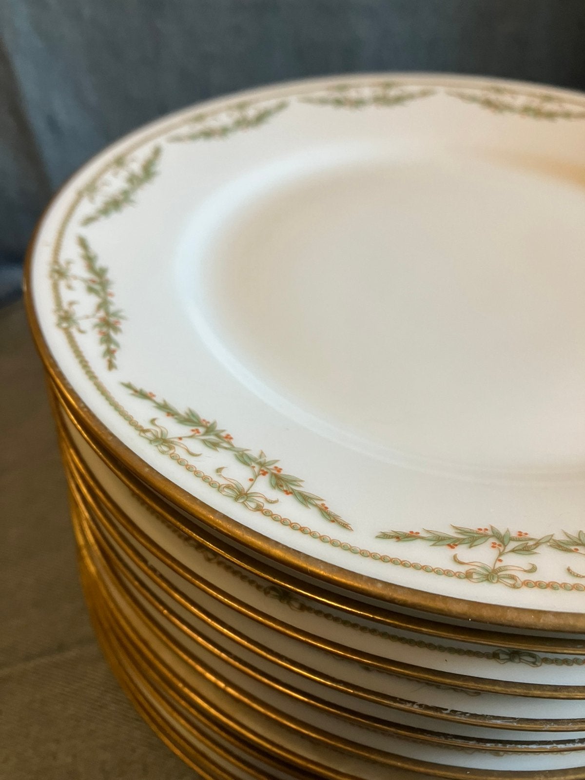 ❤️Set Antiek Franse porseleinen BORDJES 11 borden Kerst Goud, Ophalen of Verzenden