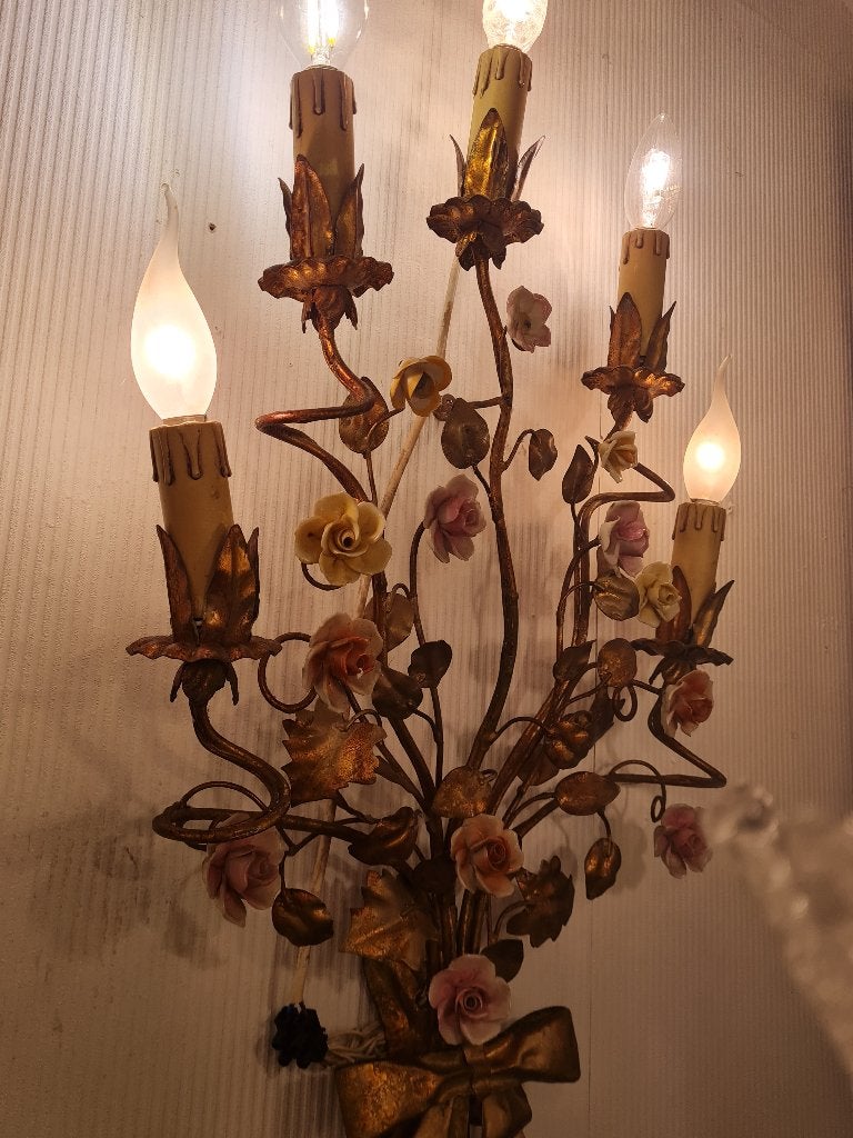 Zeer oude Capodimonte wand lamp foto 1 t/m 4 hoog 75cm, Heikant 21 Kaatsheuvel, Belle Vieille Brocante, Ophalen of Verzenden, Zo goed als nieuw