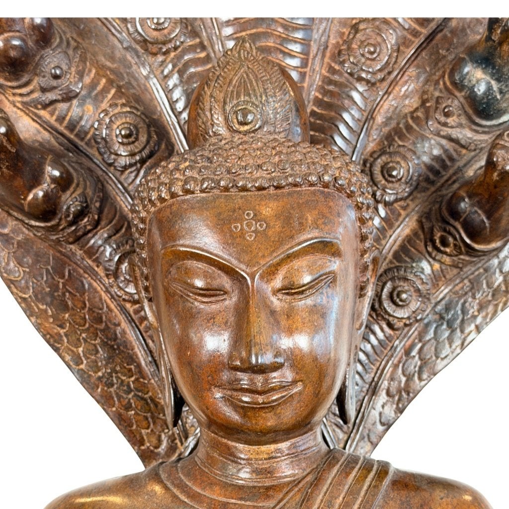 Naga-Boeddha Muchalinda – Thais bronzen beeld – 122 cm, Ophalen of Verzenden