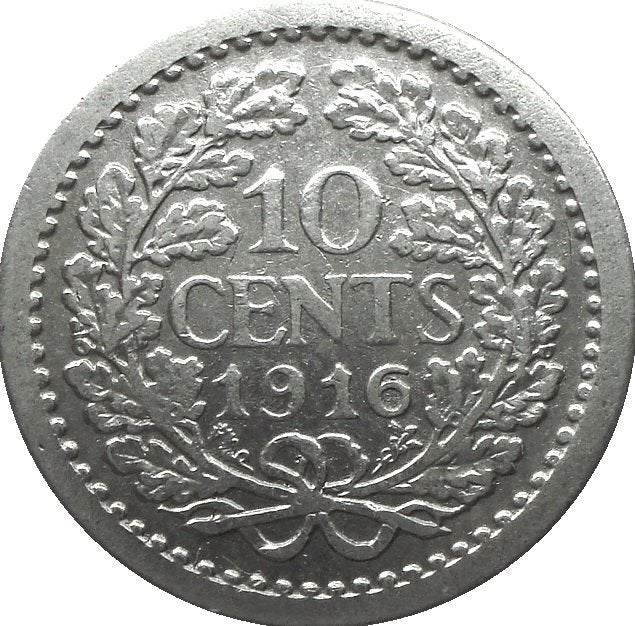 Nederland 10 cent 1916 (zilver), Zilver, Ophalen of Verzenden, 10 cent, Koningin Wilhelmina