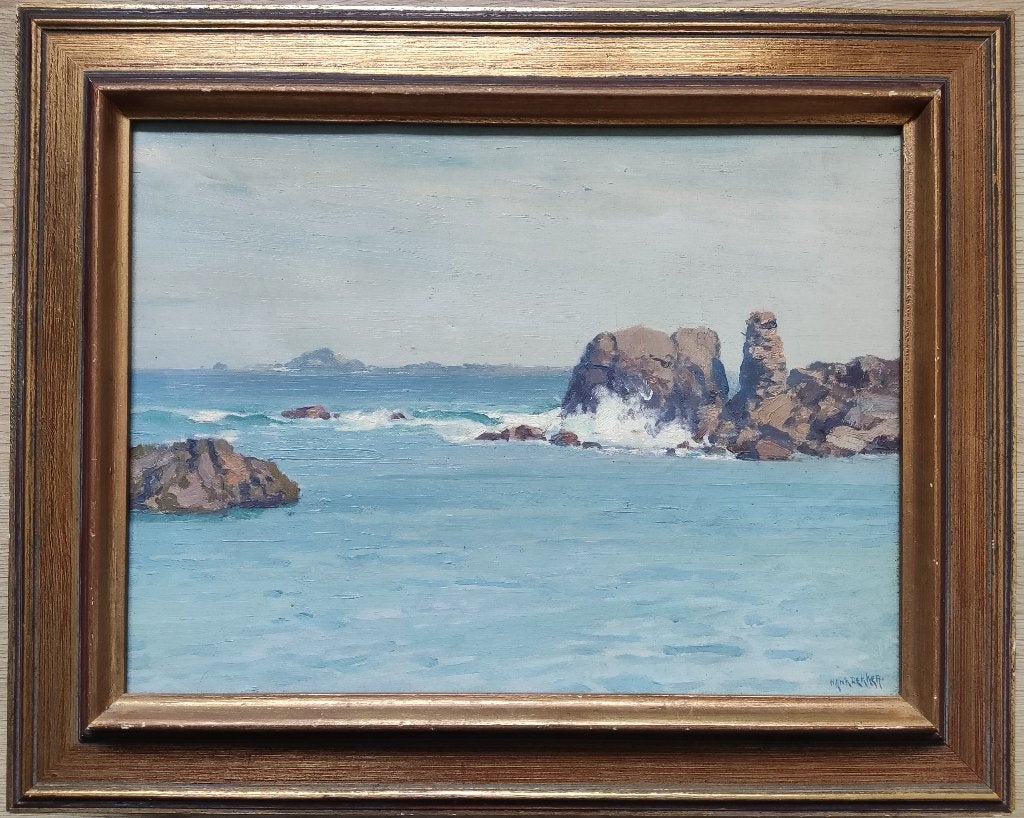 Henk Dekker (1897-1974) - Kustgezicht Bretagne, Maritiem / water, Doek, Ophalen of Verzenden, Olieverf
