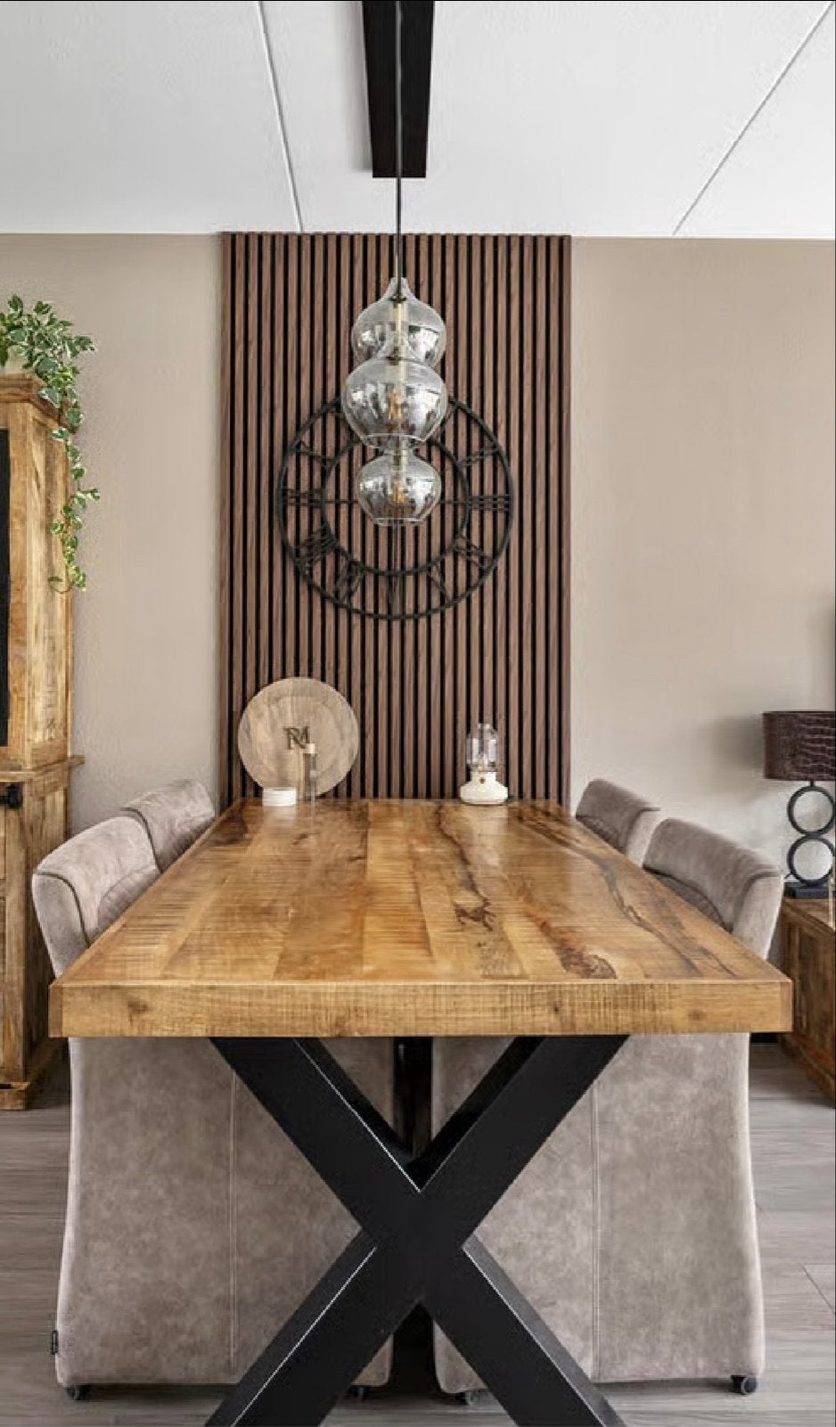 Mangohouten eettafel met kruispoot (180x100 cm), Ophalen, 100 tot 150 cm, Zo goed als nieuw, 150 tot 200 cm