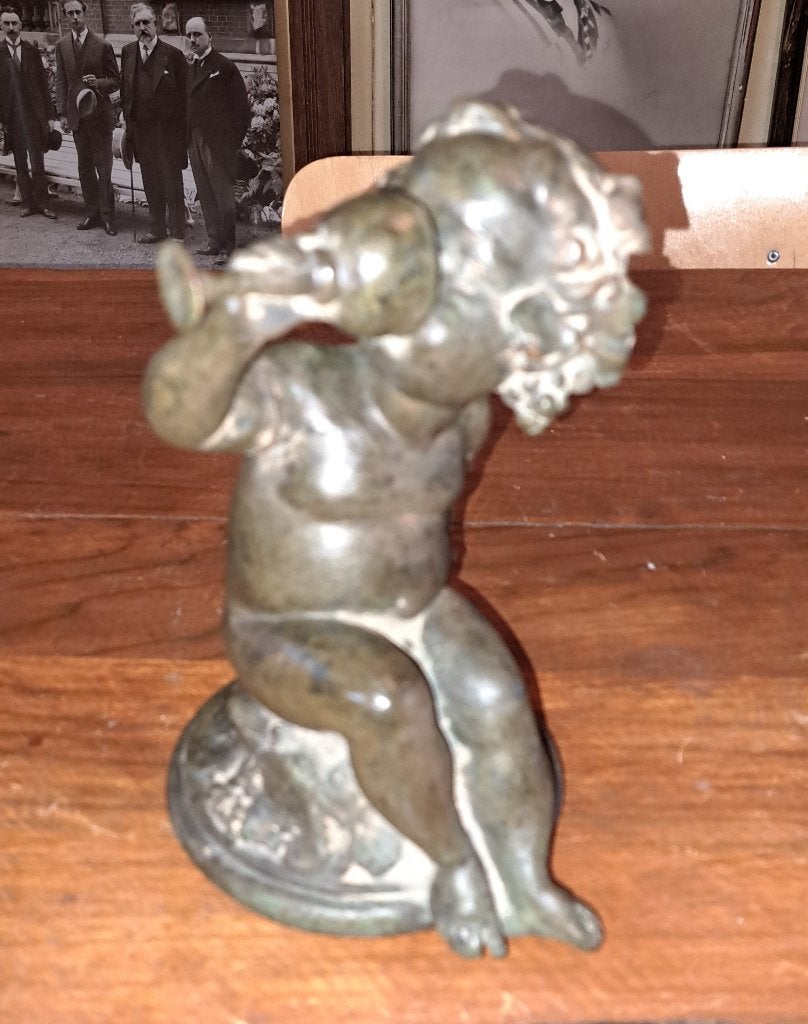 Antiek brons putto putti of cherubijn beeldje mooi en gaaf, Ophalen