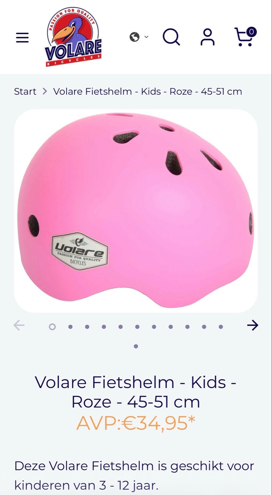 Volare Fietshelm Kids Roze 45-51 cm - Zgan!, Ophalen, Zo goed als nieuw, Overige maten, Jongen of Meisje