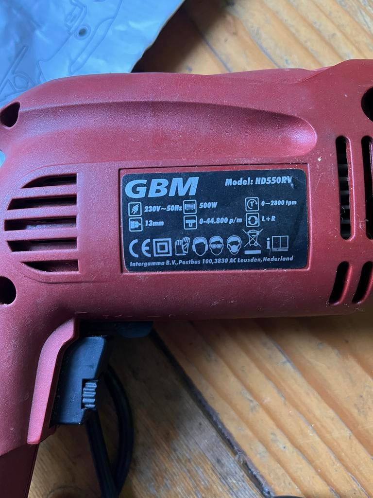 GBM Klopboormachine HD550RV, Boormachine, Gebruikt, Ophalen of Verzenden, Klopboormechanisme