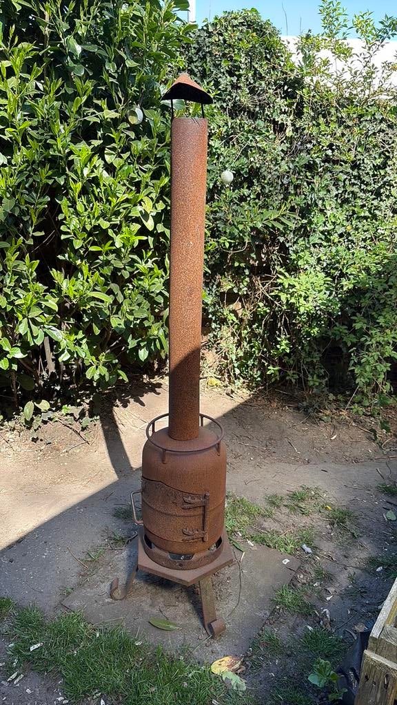 Houtkacheltje van ijzer, flink aantal oudijzer kg’s, Ophalen, Gebruikt