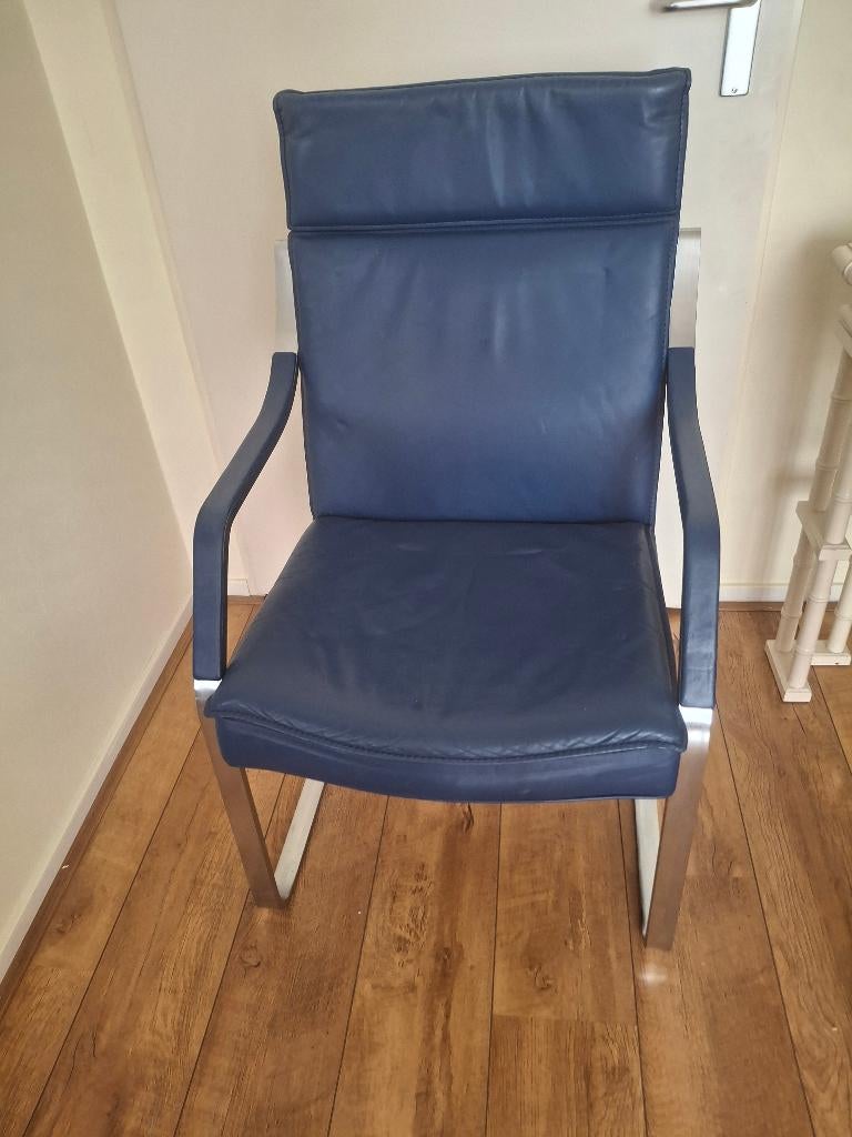 Vintage design stoel, Huis en Inrichting, Stoelen, Ophalen, Gebruikt, Blauw, Eén