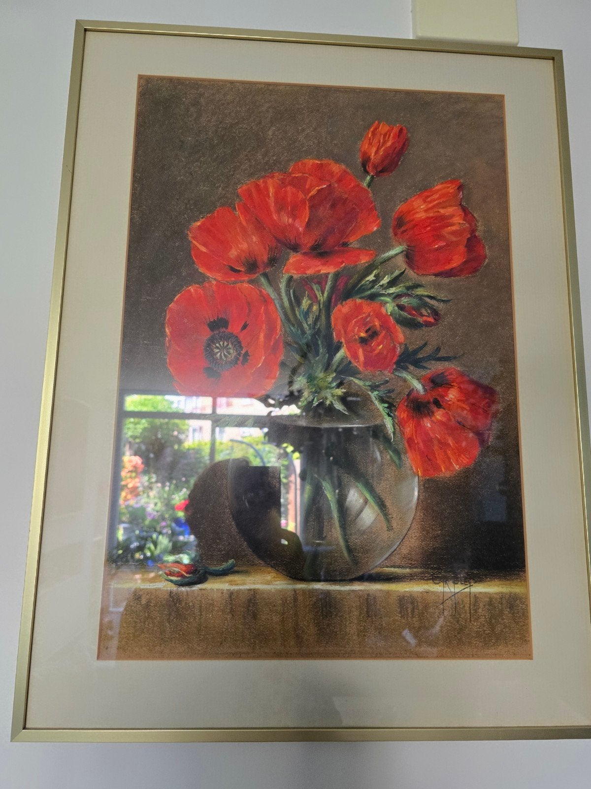 3 Pasteltekeningen Jan en Cyril Bleys - Papaver Bloemen, Ophalen
