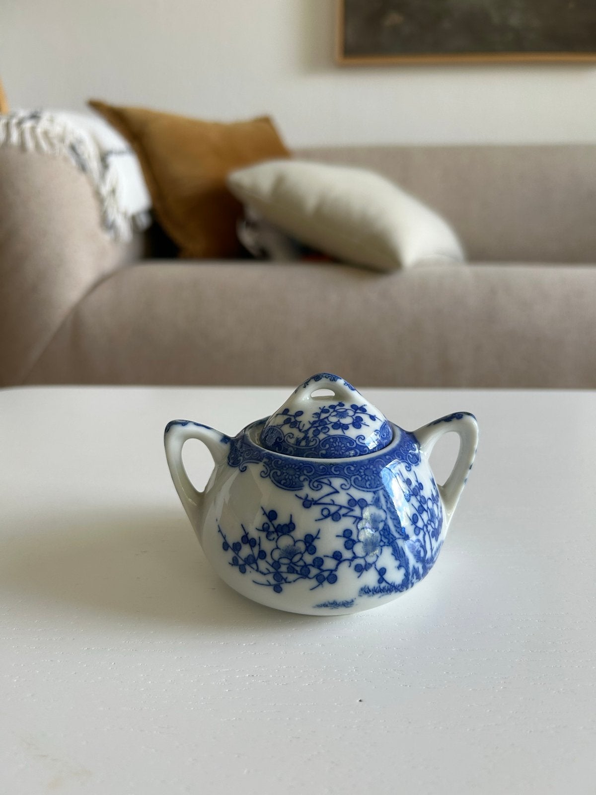 Vintage Chinees Blauw-Wit Suikerpotje met Deksel, Ophalen