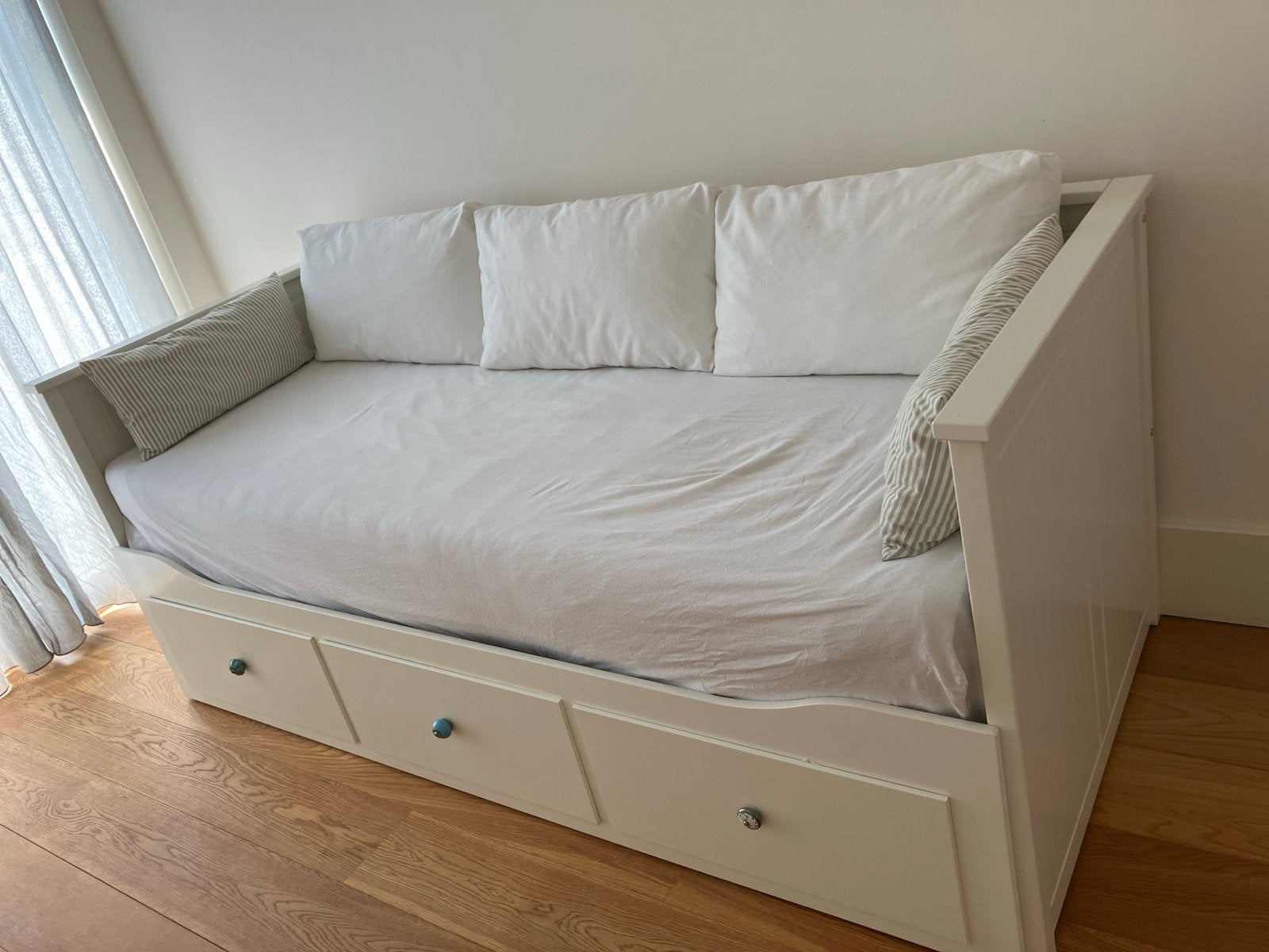 Wit Hemnes bedbank met opberglades, Ophalen, Gebruikt, 90 cm, Wit