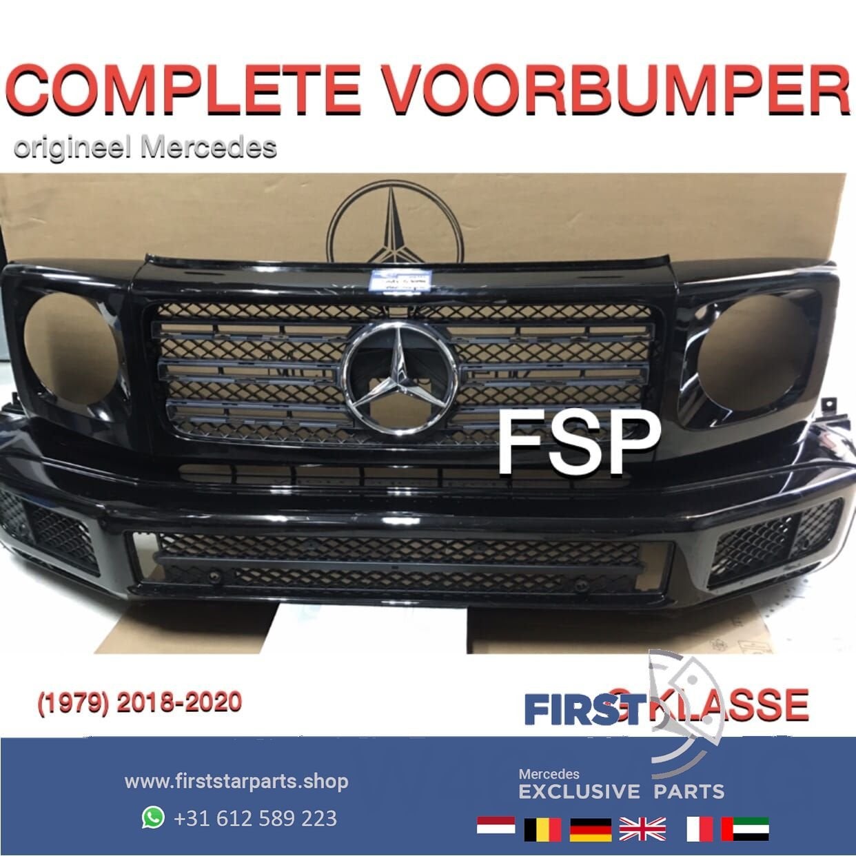 W463 G KLASSE AMG VOORBUMPER ZWART origineel Mercedes AMG 63, Gebruikt, -, Voor, Ophalen of Verzenden