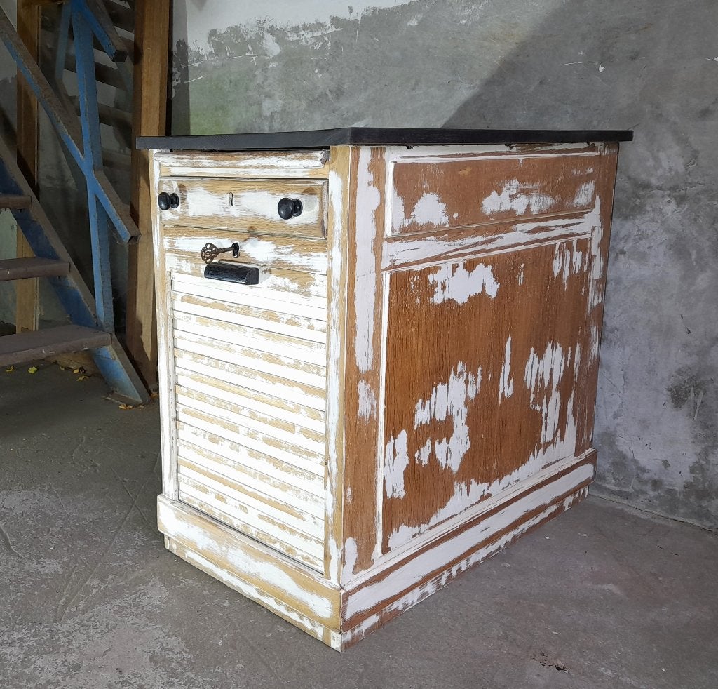 Gaaf upcycled archief kast, Gebruikt, Eikenhout, Ophalen of Verzenden, Minder dan 100 cm