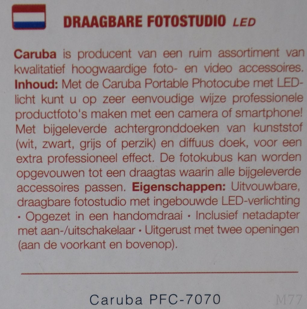Caruba PFC7070 Photo Studio LED 70x70cm, Audio, Tv en Foto, Fotografie | Fotostudio en Toebehoren, Opvouwbaar, Complete fotostudio